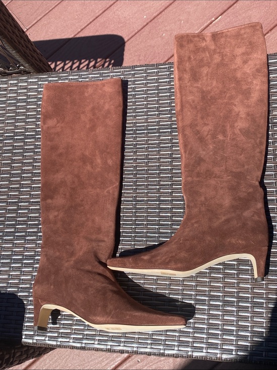 STAUD Shoes - 🔥 STAUD Chocolate Brown Suede Kitten Heel Knee Boots